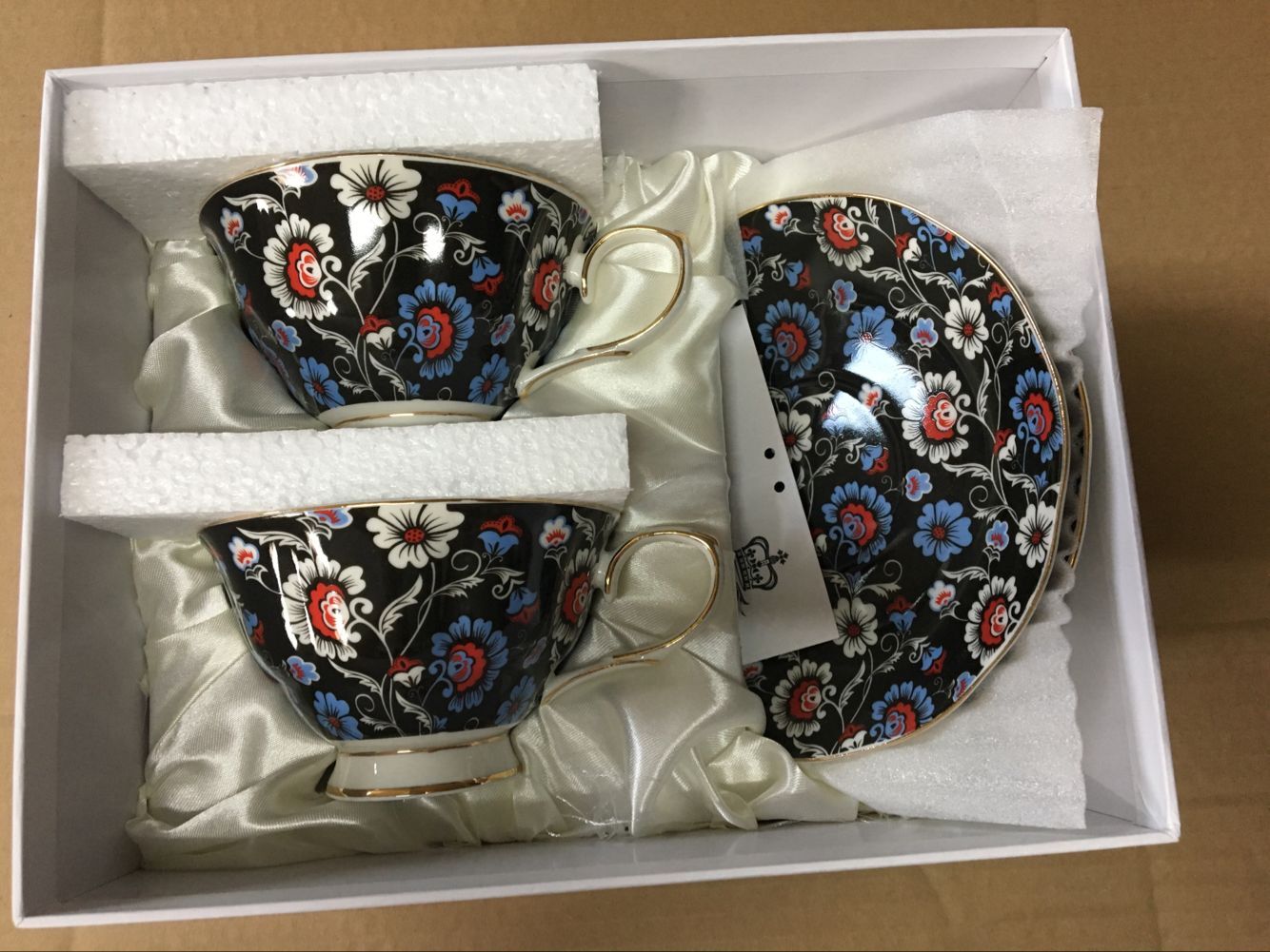 Royal Blue Sprays 2 cup & saucer set